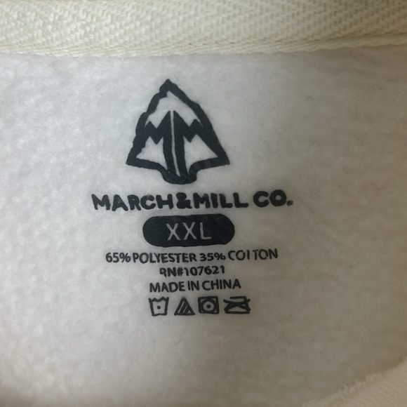 March & Mill Co. Cream Hockey Hooded Kangaroo Pocket Sweatshirt Heavyweight XXL - Picture 8 of 8